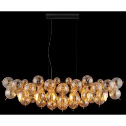 Netlighting Udo Bar Pendant Matt Black Balls Amber Glass Shade 6x E14 - thumbnail 5