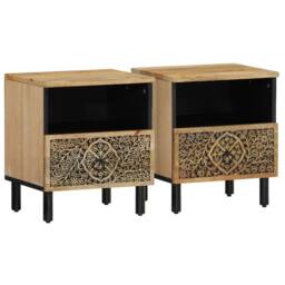 Berkfield Home Bedside Cabinets 2 pcs 40x33x46 cm Solid Wood Mango in Brown - Size: 40 x 33 x 46 cm - thumbnail 1