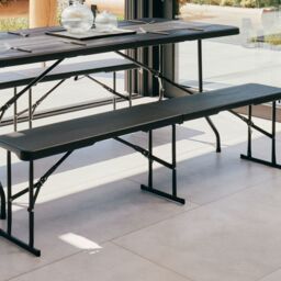 Novecrafto Durable 6ft Folding Bench Seat - Portable Plastic Bench with Convenient Carry Handle for Garden, Picnic, Party, & Camping in Black - thumbnail 2