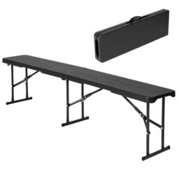 Novecrafto Durable 6ft Folding Bench Seat - Portable Plastic Bench with Convenient Carry Handle for Garden, Picnic, Party, & Camping in Black