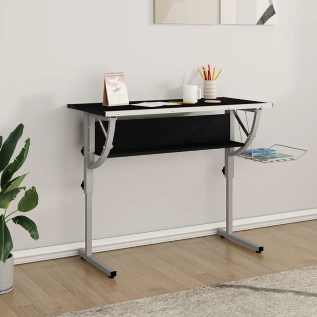 Berkfield Home Craft Desk Black&Grey 110x53x(58-87) cm Engineered Wood&Steel in Black - image 1