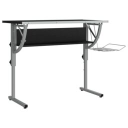 Berkfield Home Craft Desk Black&Grey 110x53x(58-87) cm Engineered Wood&Steel in Black - thumbnail 2