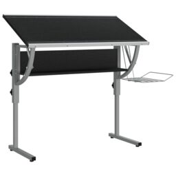Berkfield Home Craft Desk Black&Grey 110x53x(58-87) cm Engineered Wood&Steel in Black - thumbnail 5