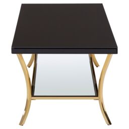 Orsina Durable Black Coffee Table, Elegant Gold Finish Decorative Coffee Table With Curved Legs & Glossy Black Top - thumbnail 3