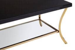 Orsina Durable Black Coffee Table, Elegant Gold Finish Decorative Coffee Table With Curved Legs & Glossy Black Top - thumbnail 5