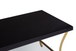 Orsina Durable Black Coffee Table, Elegant Gold Finish Decorative Coffee Table With Curved Legs & Glossy Black Top - thumbnail 6
