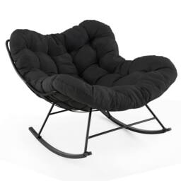 Costway Indoor Outdoor Rocking Chair Oversized Egg Papasan Chair in Black - thumbnail 1