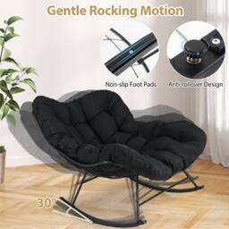 Costway Indoor Outdoor Rocking Chair Oversized Egg Papasan Chair in Black - thumbnail 3