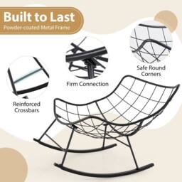 Costway Indoor Outdoor Rocking Chair Oversized Egg Papasan Chair in Black - thumbnail 9