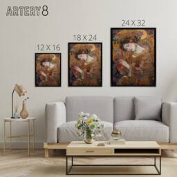 "Artery8 Asleep Klimt Inspired Woman Portrait Framed Canvas Wall Art Print - Size: W12"" x H16""" - thumbnail 4