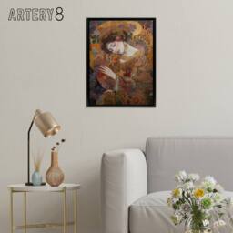 "Artery8 Asleep Klimt Inspired Woman Portrait Framed Canvas Wall Art Print - Size: W12"" x H16""" - thumbnail 3