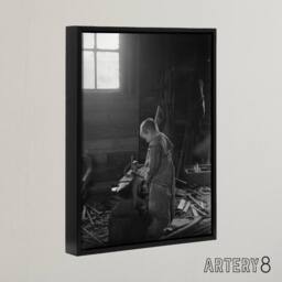 "Artery8 Fred Brockett Blacksmiths Apprentice Photograph Framed Canvas Art in Grey - Size: W12"" x H16""" - thumbnail 2