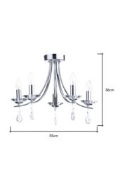 BHS Lighting Bugsy Flush Ceiling Light in Metallic Silver - thumbnail 5