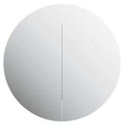 Berkfield Home Beautiful Bathroom Cabinet with Round Mirror&LED Oak 47x47x17.5 cm in Brown - thumbnail 6