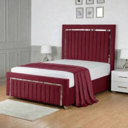 Living Comfort Bedz Chrome Edge Ottoman Gas Lift Storage Bed with 48 Inch Headboard in Maroon - Size: King - thumbnail 1