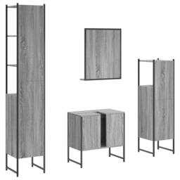 Berkfield Home Stylish 4 Piece Bathroom Cabinet Set Grey Sonoma Engineered Wood - thumbnail 8