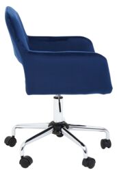 Orsina Ergonomic Grey Velvet & Chrome Base Home Office Chair, Comfortable Work From Home Chair, Movable Chair in Blue - thumbnail 4