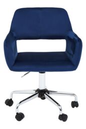 Orsina Ergonomic Grey Velvet & Chrome Base Home Office Chair, Comfortable Work From Home Chair, Movable Chair in Blue - thumbnail 2