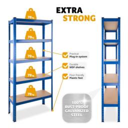 tectake Heavy-Duty Shelf 350 Kg - Blue - thumbnail 4