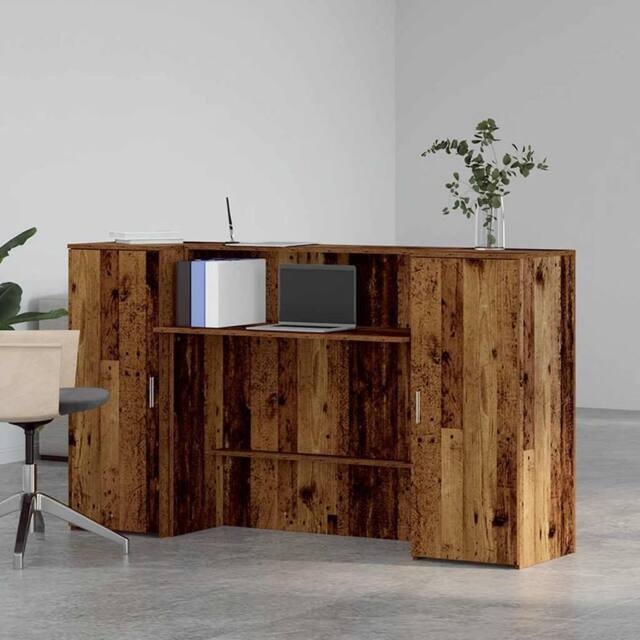 Berkfield Home Reception Desk Old Wood 180x50x103.5 cm Engineered Wood in Brown - image 1