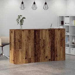 Berkfield Home Reception Desk Old Wood 180x50x103.5 cm Engineered Wood in Brown - thumbnail 4
