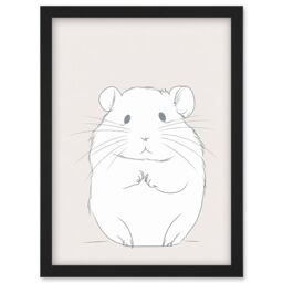 Artery8 Cute Hamster Portrait Simple Illustration Artwork Framed Wall Art Print A4 in Black - thumbnail 1