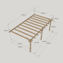 Rutland County Garden Furniture Ltd Wall Mounted Garden Pergola 3 Posts, Wood, L360 x W720 x H270cm, Brown in Green - thumbnail 4