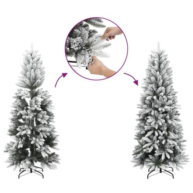Berkfield Home Beautiful Artificial Slim Christmas Tree with Flocked Snow 180 cm in White - image 1