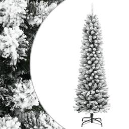 Berkfield Home Beautiful Artificial Slim Christmas Tree with Flocked Snow 180 cm in White - thumbnail 2