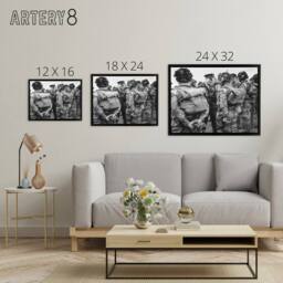 "Artery8 War WWII USA Paratroopers D Day Framed Canvas Wall Art Print in Grey - Size: W12"" x H16""" - thumbnail 4