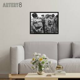 "Artery8 War WWII USA Paratroopers D Day Framed Canvas Wall Art Print in Grey - Size: W12"" x H16""" - thumbnail 3