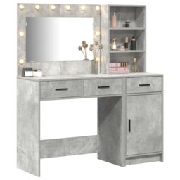 Berkfield Home 2 Piece Dressing Table Set with LED in Concrete Grey Engineered Wood - thumbnail 3