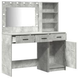 Berkfield Home 2 Piece Dressing Table Set with LED in Concrete Grey Engineered Wood - thumbnail 6