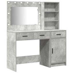 Berkfield Home 2 Piece Dressing Table Set with LED in Concrete Grey Engineered Wood - thumbnail 4