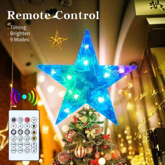"Bright Zeal Smart LED Tree Topper Star, 7.6"" RGB with App Control, USB in White" - image 1