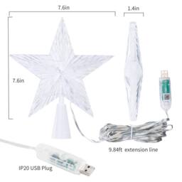 "Bright Zeal Smart LED Tree Topper Star, 7.6"" RGB with App Control, USB in White" - thumbnail 4