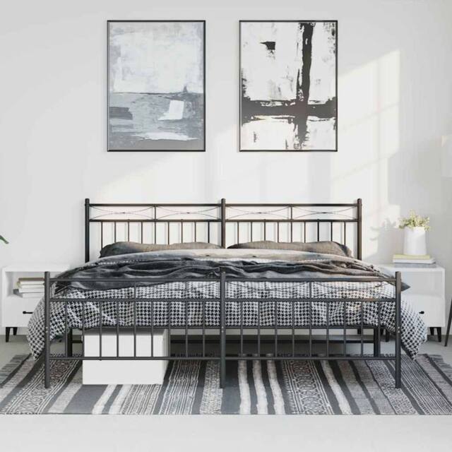 Berkfield Home Metal Bed Frame with Headboard & Footboard Black 193x203 cm - image 1