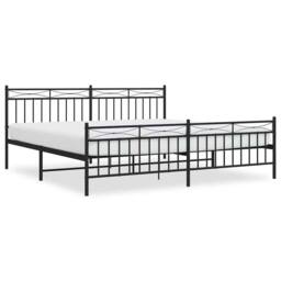 Berkfield Home Metal Bed Frame with Headboard & Footboard Black 193x203 cm - thumbnail 3