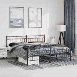 Berkfield Home Metal Bed Frame with Headboard & Footboard Black 193x203 cm - thumbnail 2