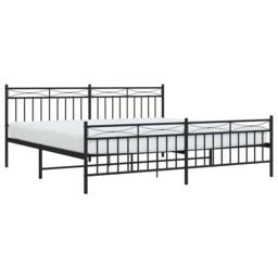 Berkfield Home Metal Bed Frame with Headboard & Footboard Black 193x203 cm - thumbnail 4