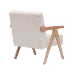 Nordlys Scandinavian Lounge Armchair with Wooden Frame & Fabric in White - thumbnail 9