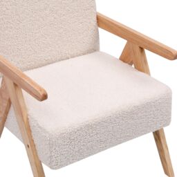 Nordlys Scandinavian Lounge Armchair with Wooden Frame & Fabric in White - thumbnail 4