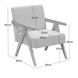 Nordlys Scandinavian Lounge Armchair with Wooden Frame & Fabric in White - thumbnail 5