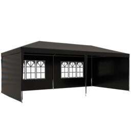 OUTSUNNY 6m x 3m Garden Gazebo Marquee Canopy Party Tent Canopy Patio in Black - thumbnail 2