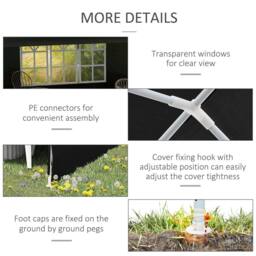 OUTSUNNY 6m x 3m Garden Gazebo Marquee Canopy Party Tent Canopy Patio in Black - thumbnail 5
