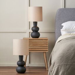Ruma Set of 2 Aaliyah Black Curved Bottle Ceramic Table Lamp - thumbnail 1