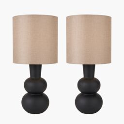 Ruma Set of 2 Aaliyah Black Curved Bottle Ceramic Table Lamp - thumbnail 3