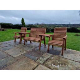 Churnet Valley Garden Furniture Ltd Valley 1X2B 2XC with Tray Set - Fully Assembled - Set of Cushions Incl in Brown - thumbnail 4