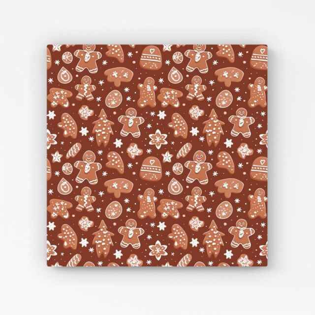"Warren Reed - Designer Gingerbread Cookies Canvas in Brown - Size: W30"" x H30""" - image 1