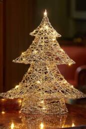 Marco Paul 40cm Gold Wire Christmas Tree - Light-Up Decoration - Size: 200g